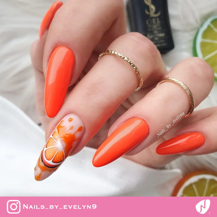 Juicy Orange Nail Art Design
